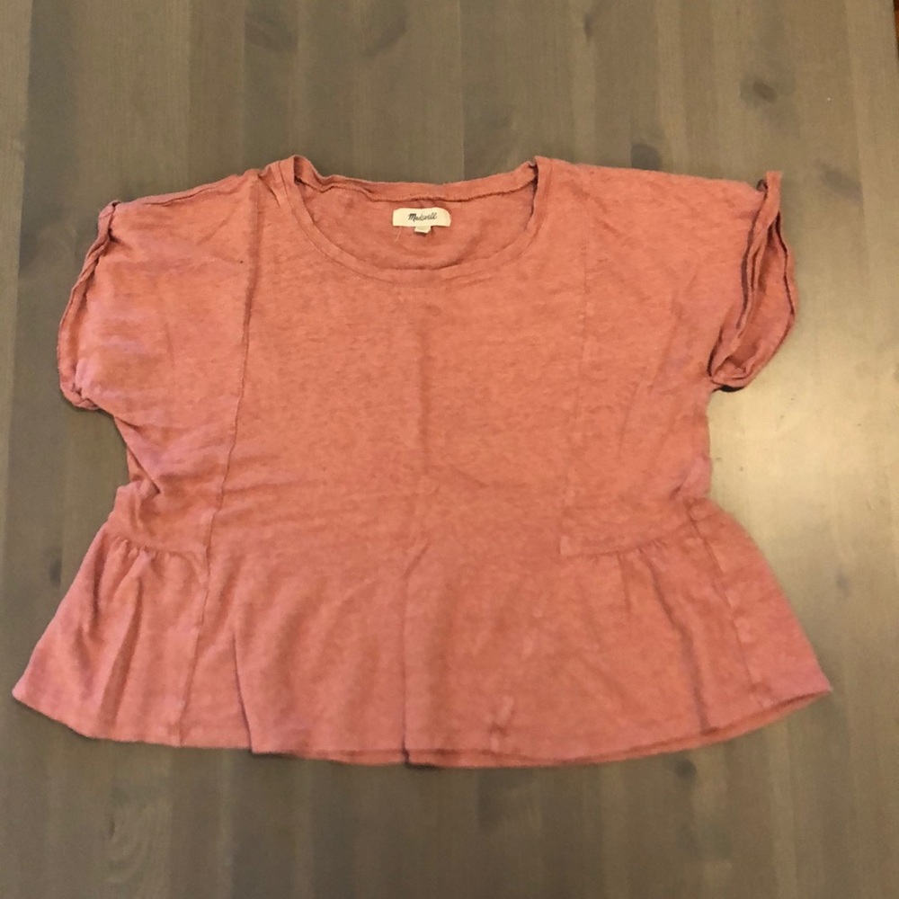 Madewell peach pink peplum shirt